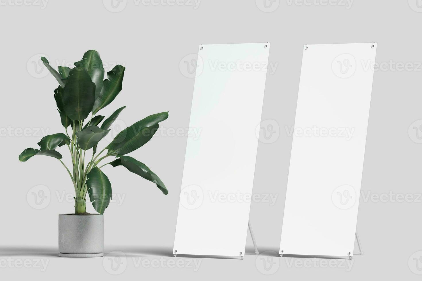 Realistic X Stand Banner Illustration for Mockup. 3D Render. photo