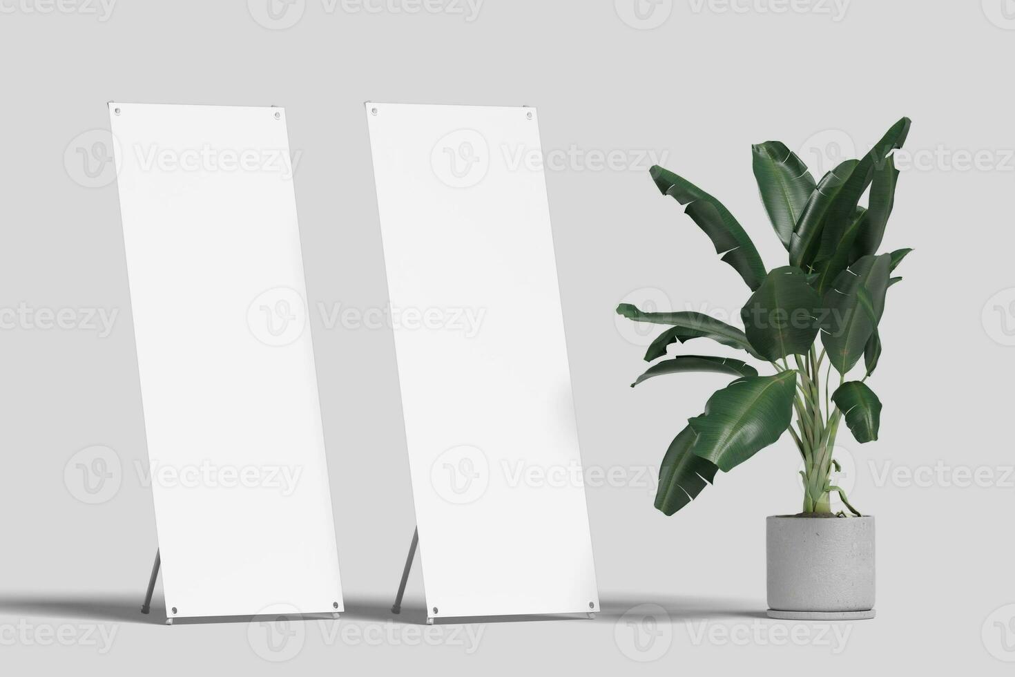 Realistic X Stand Banner Illustration for Mockup. 3D Render. photo