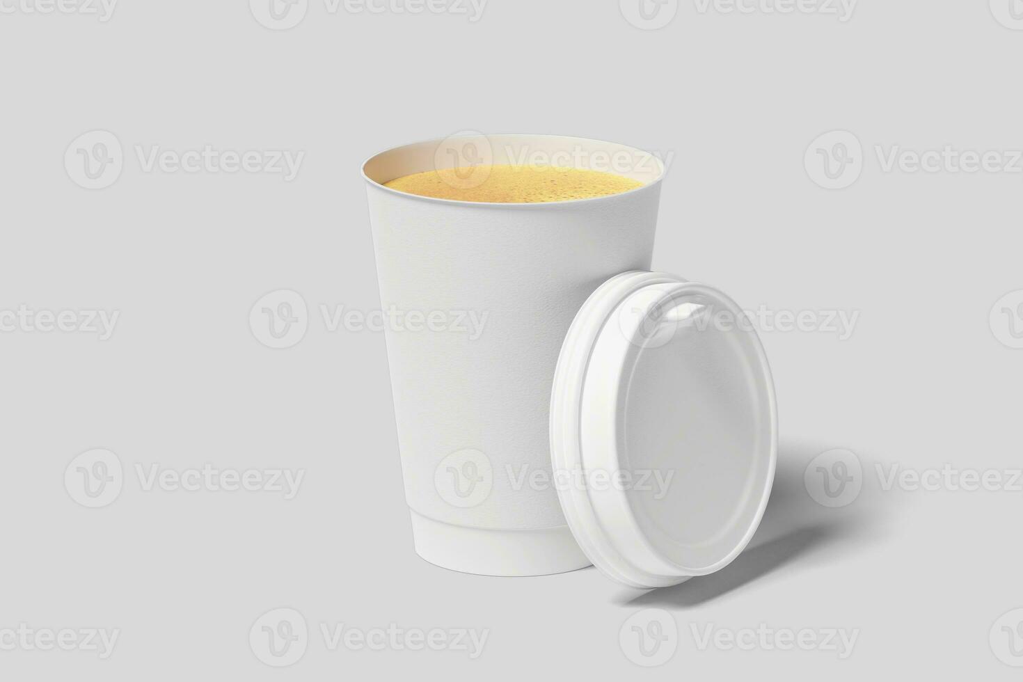 Realistic Paper Coffee Cup Illustration for Mockup. 3D Render. photo