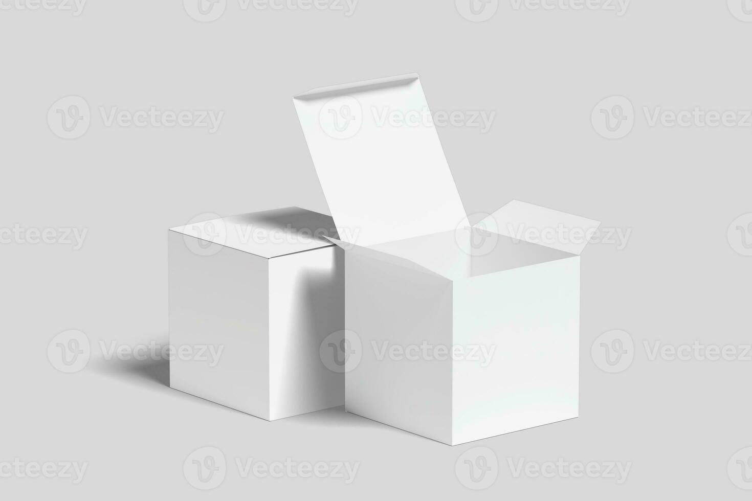 Realistic Square Box Packaging Illustration for Mockup. 3D Render. photo