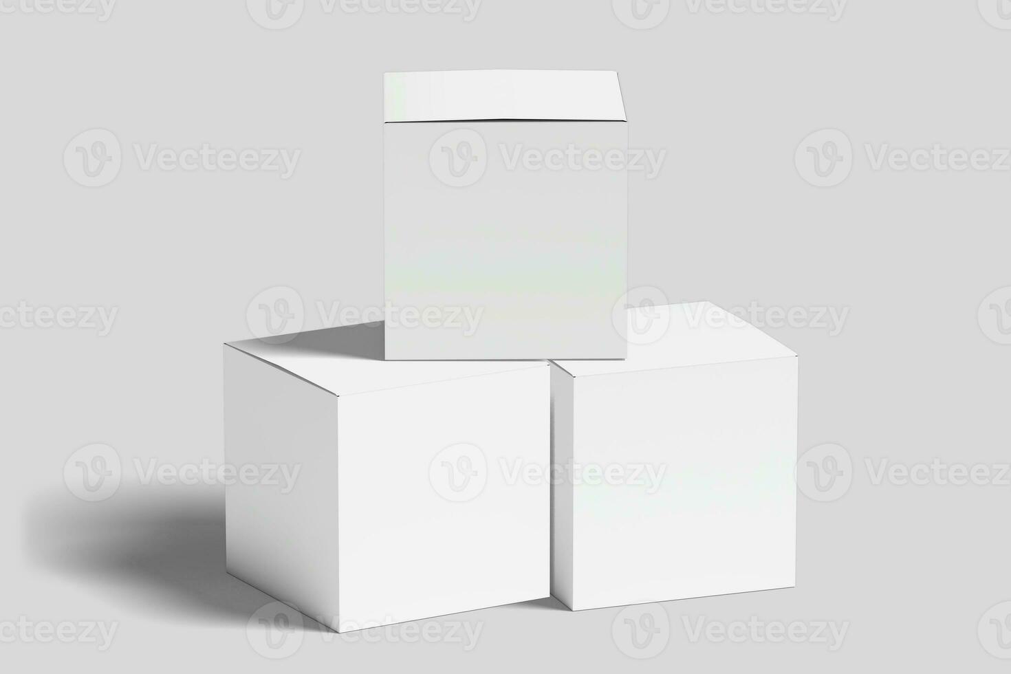 Realistic Square Box Packaging Illustration for Mockup. 3D Render. photo