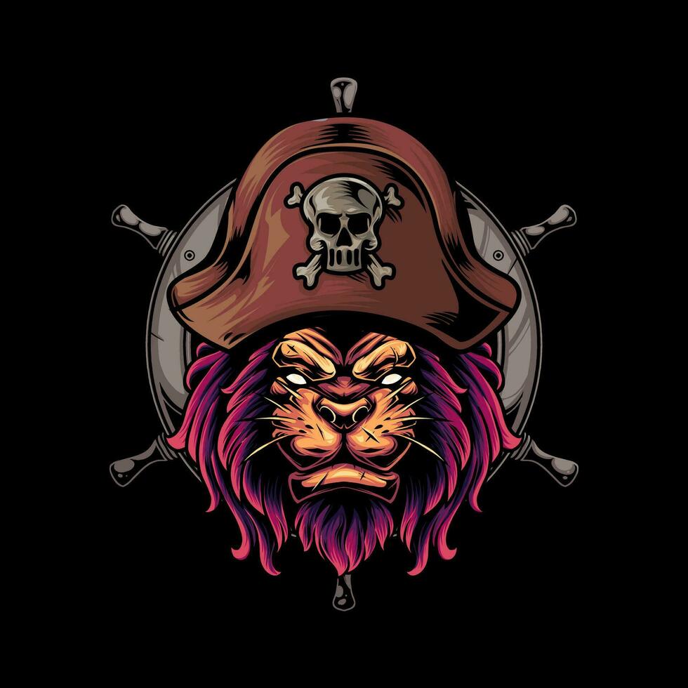 Head of a ferocious lion wearing accessories vector