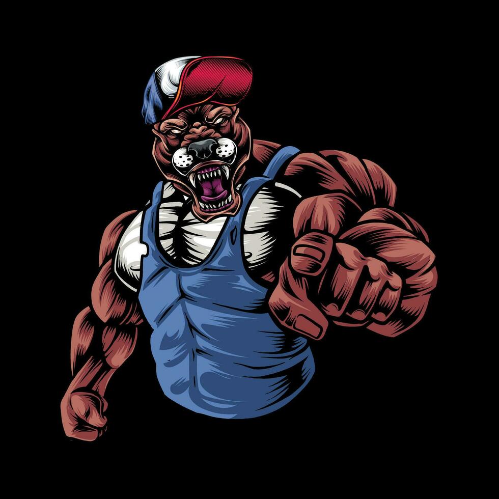 Bulldog Mascot Logo with Big Bodybuilder Body vector