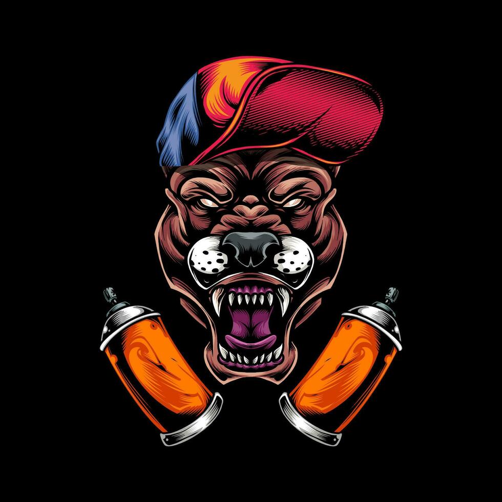 head of a ferocious Bulldog wearing accessories vector