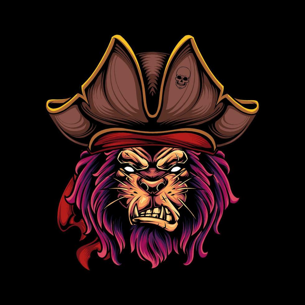 Head of a ferocious lion wearing accessories vector
