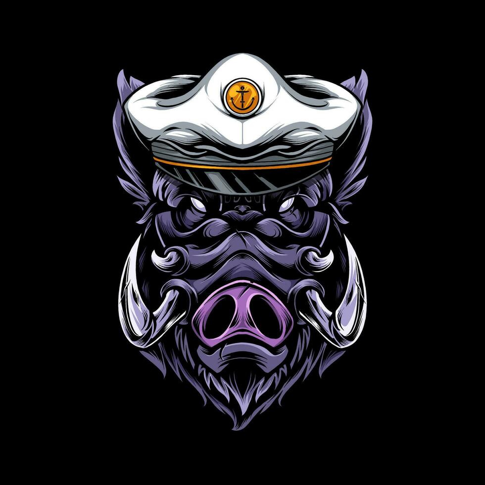 Head of a ferocious wild boar wearing accessories vector