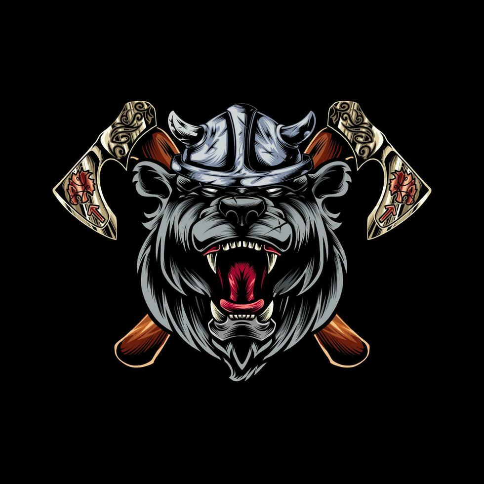 Vector illustration head of a ferocious bear