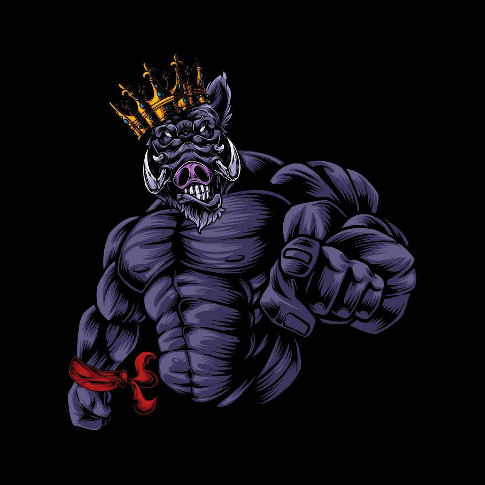 Wild boar mascot gym vector art