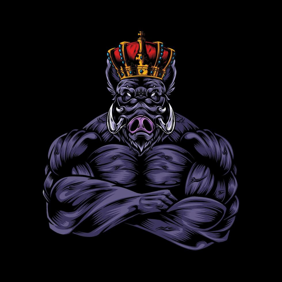 Wild boar mascot gym vector art