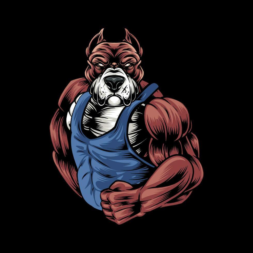 Bulldog Mascot Logo with Big Bodybuilder Body vector