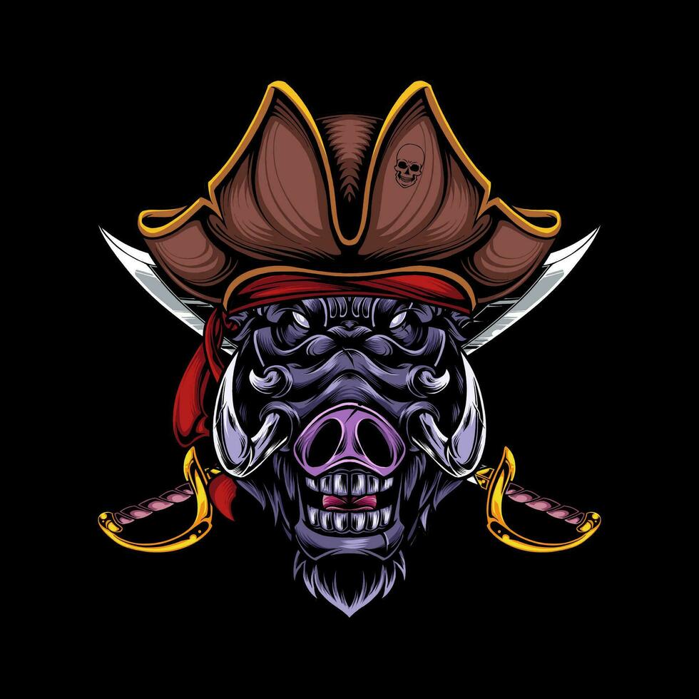 Head of a ferocious wild boar wearing accessories vector