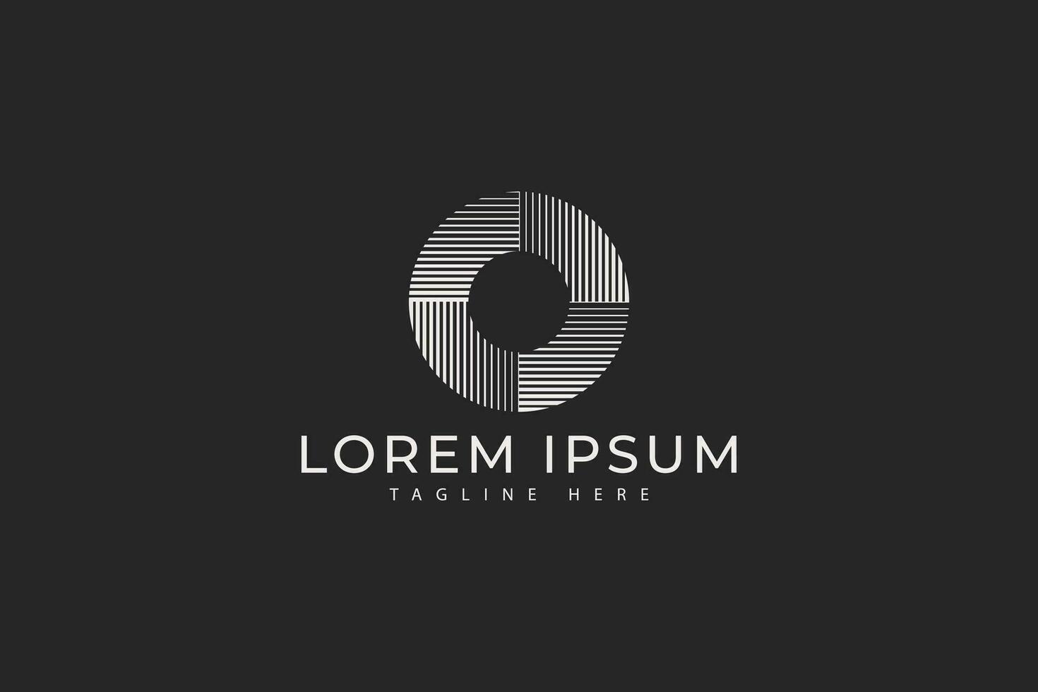 Letter O Monochrome Logo Concept Stripes Pattern Display Background Art Movement Poster Design Template vector