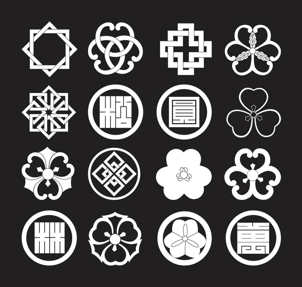 set of japanese motifs vector