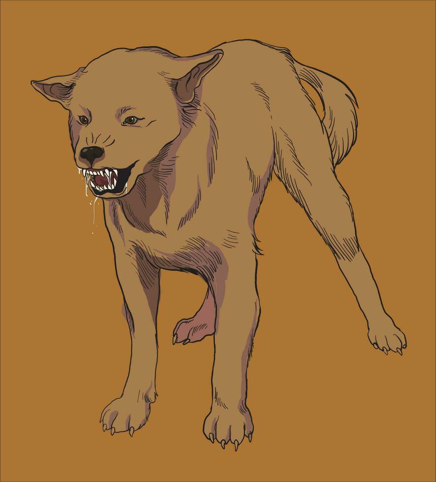 illustration of rabid dog growling vector