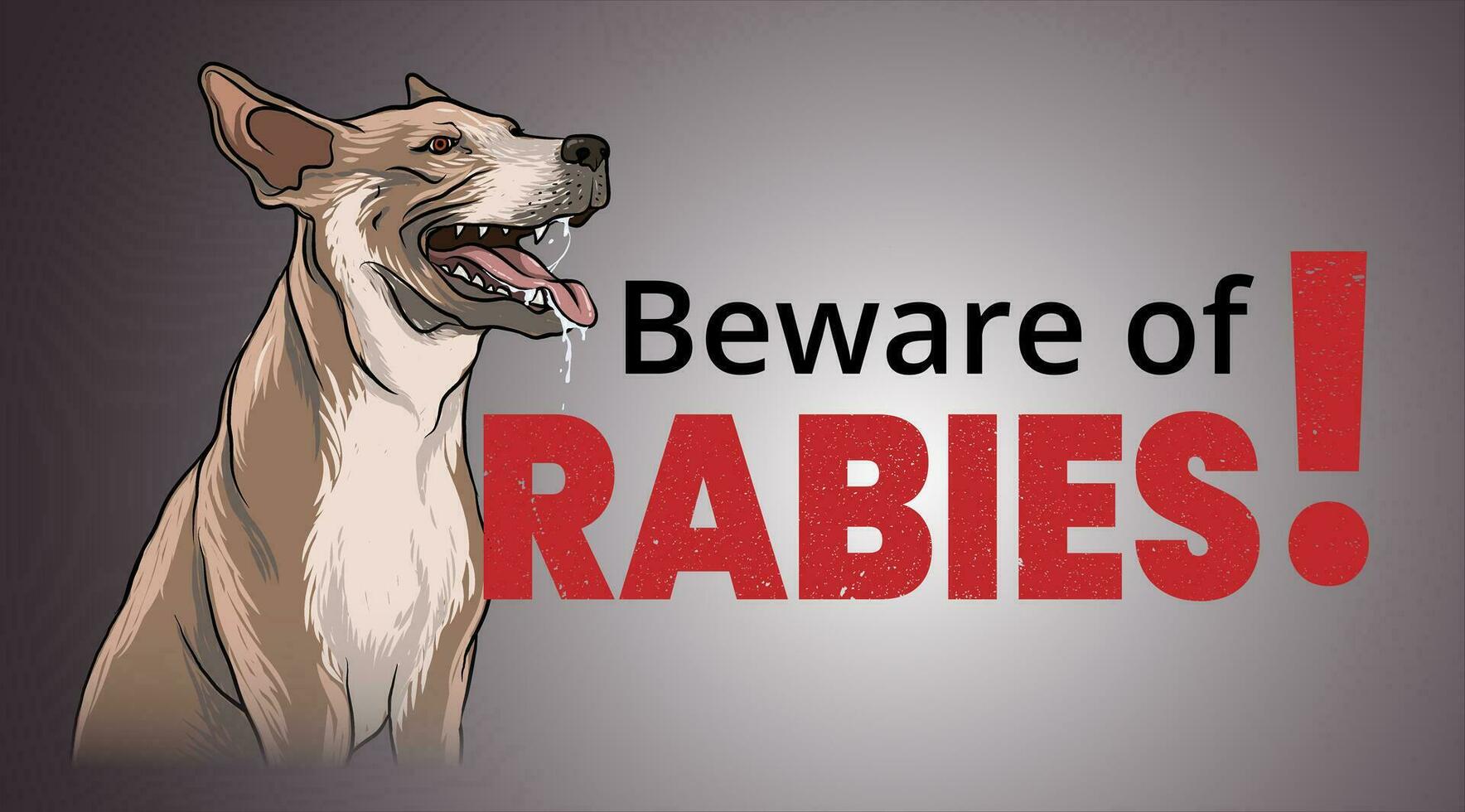 illustration of rabies warning in dogs vector