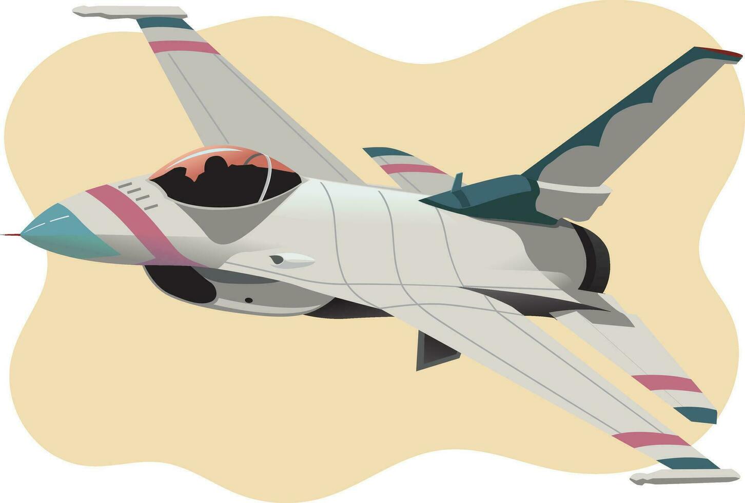 illustration of fighter airplane in pastel colors vector