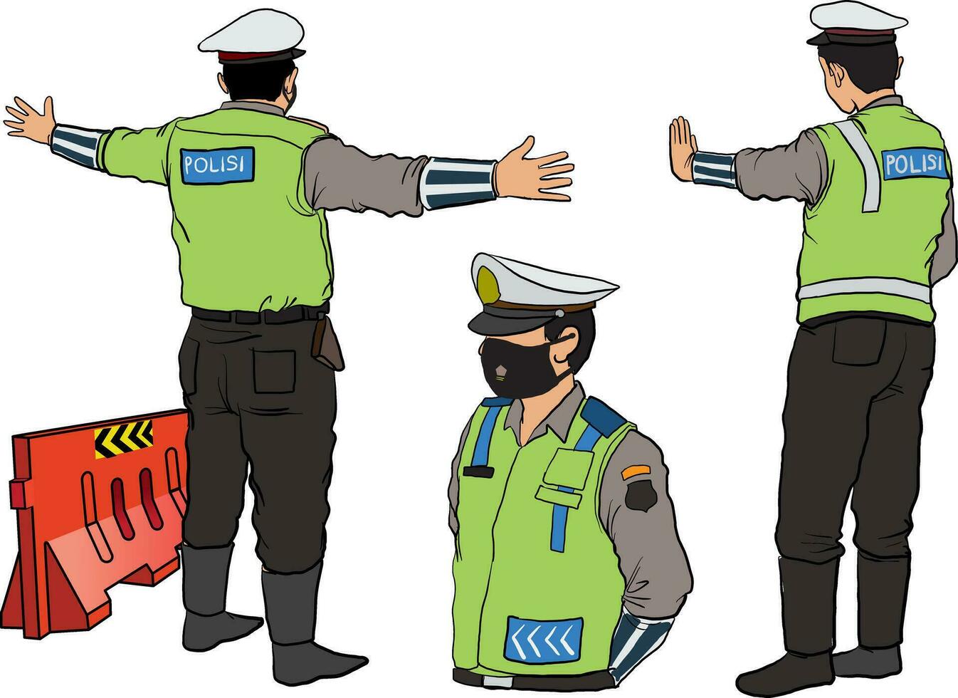 illustration of traffic police in indonesia vector