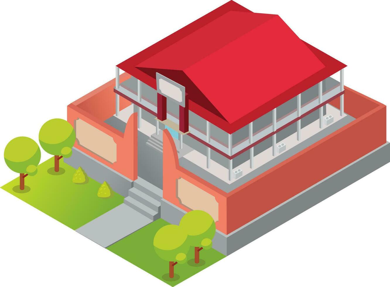 isometric illustration of balinese traditional market building vector