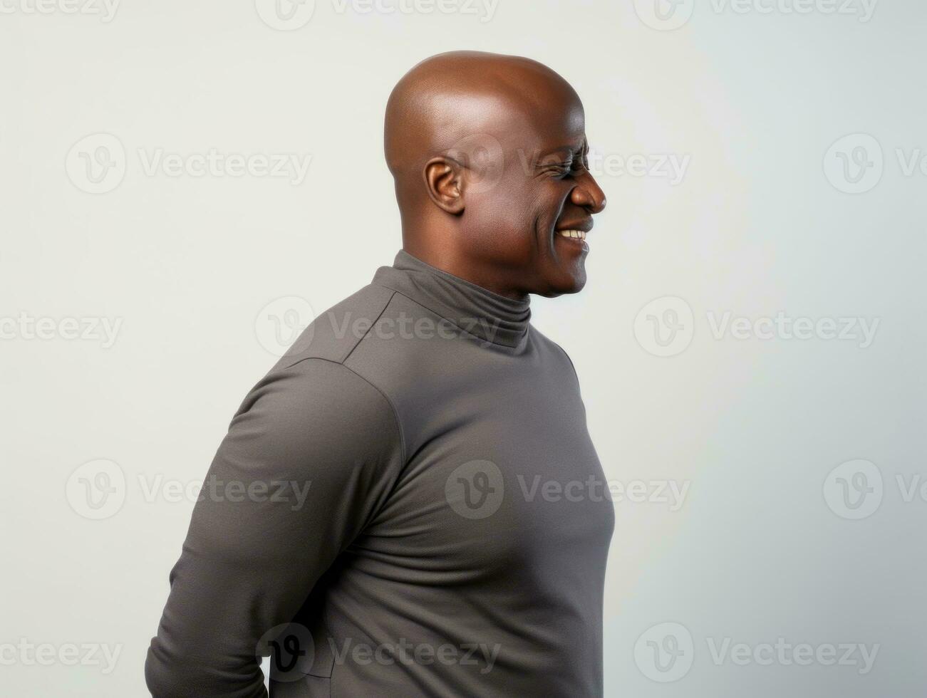 Black man with pain on neutral background AI Generative photo