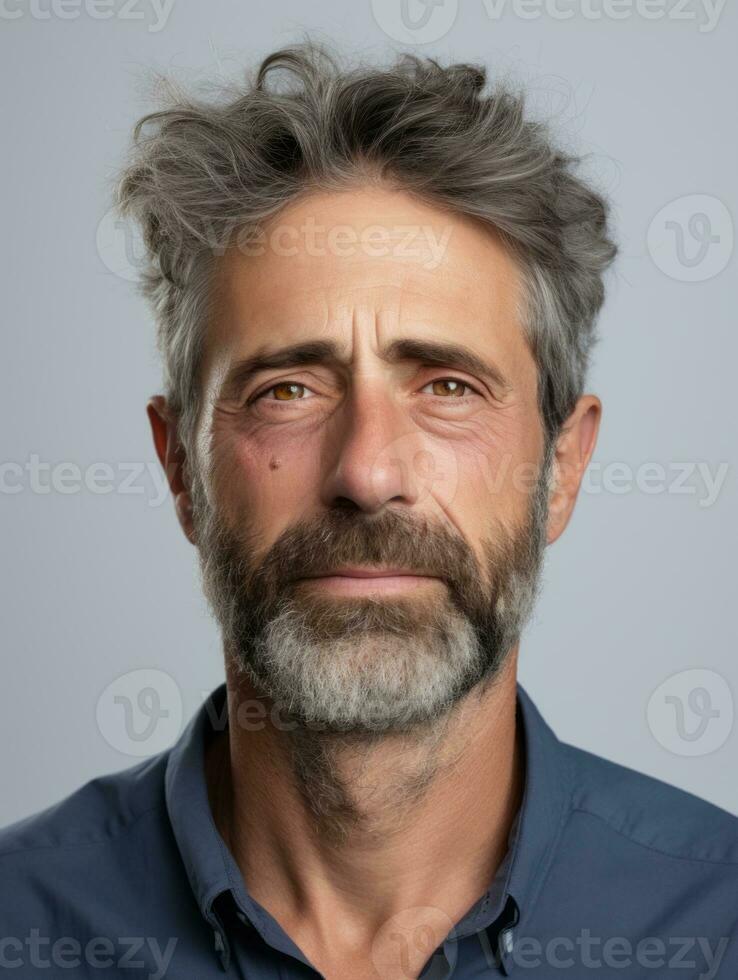 Man with pain on neutral background AI Generative photo