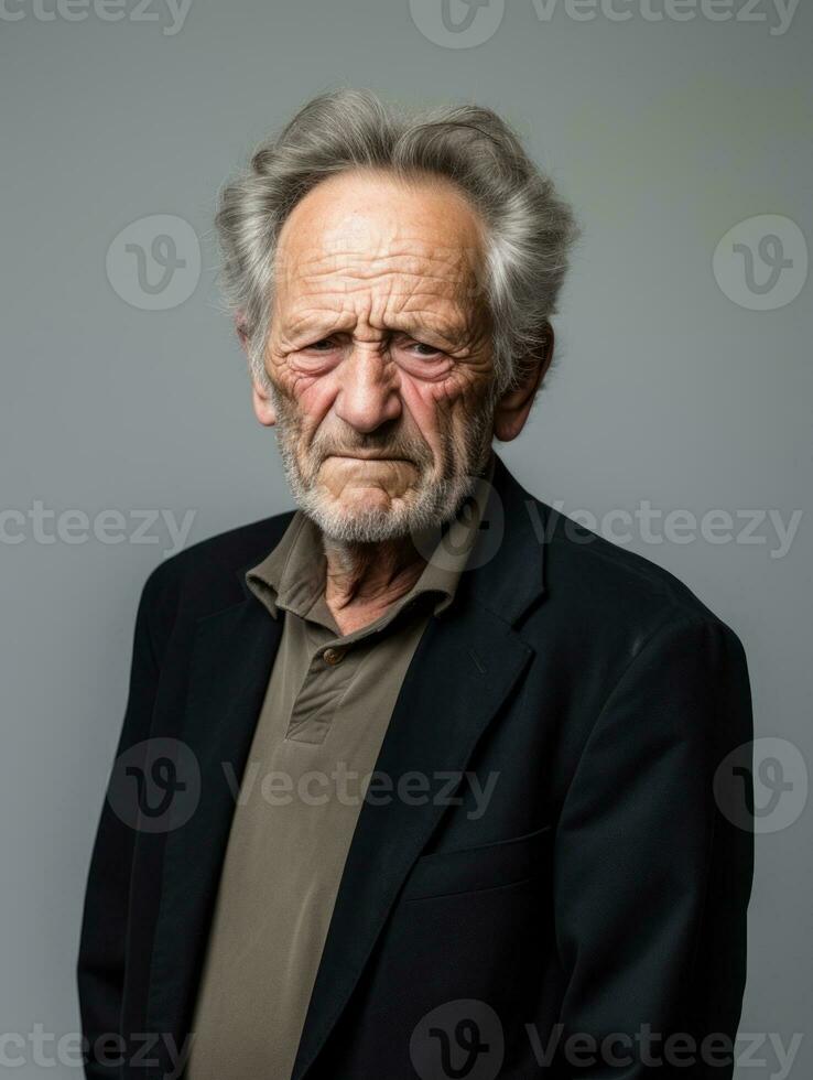 Man with pain on neutral background AI Generative photo