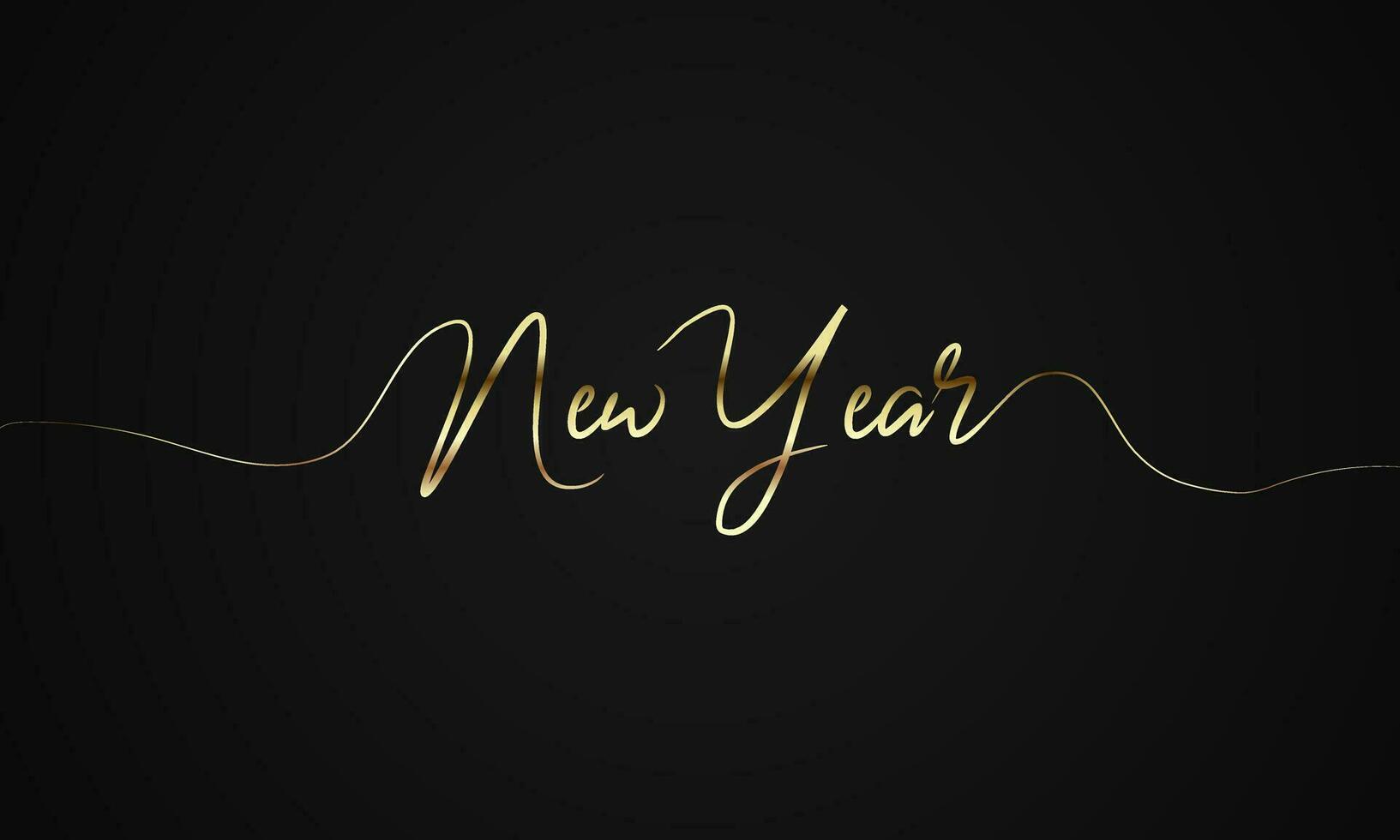 Happy New Year with gold handwritten script on isolated background vector