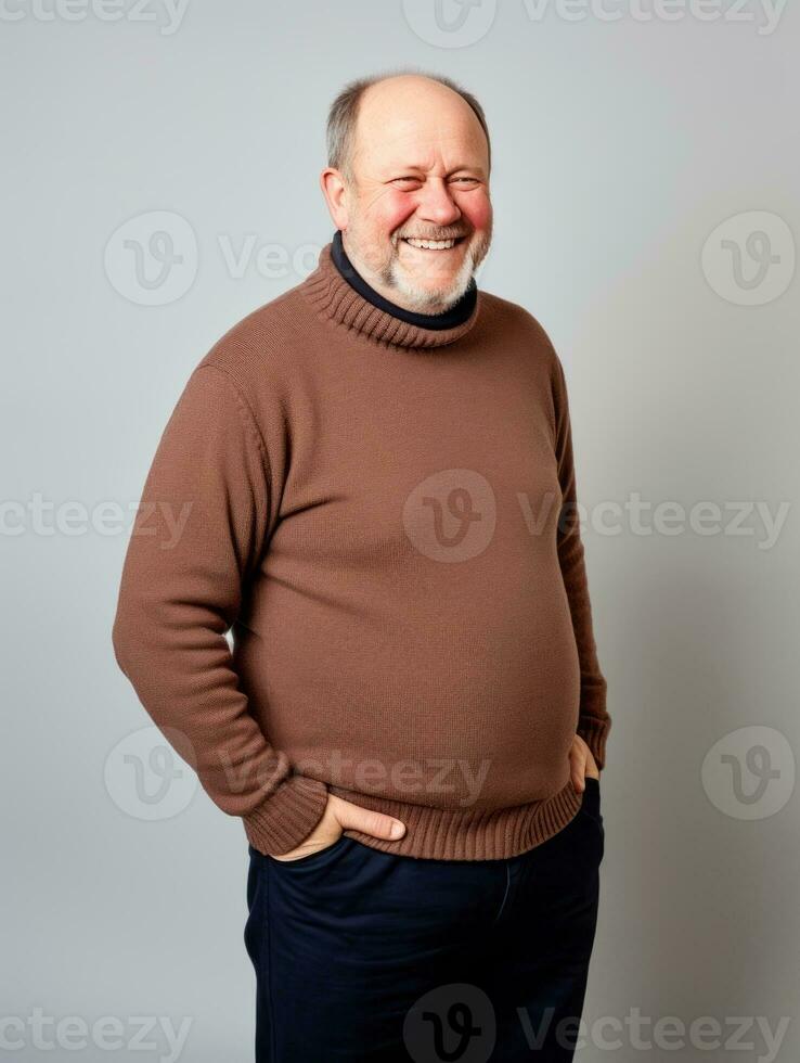 Man with pain on neutral background AI Generative photo