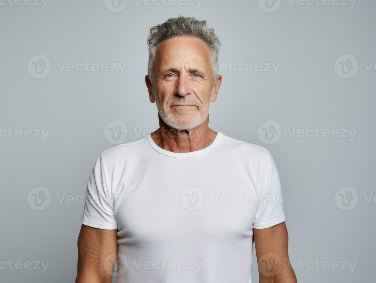 Man with pain on neutral background AI Generative photo