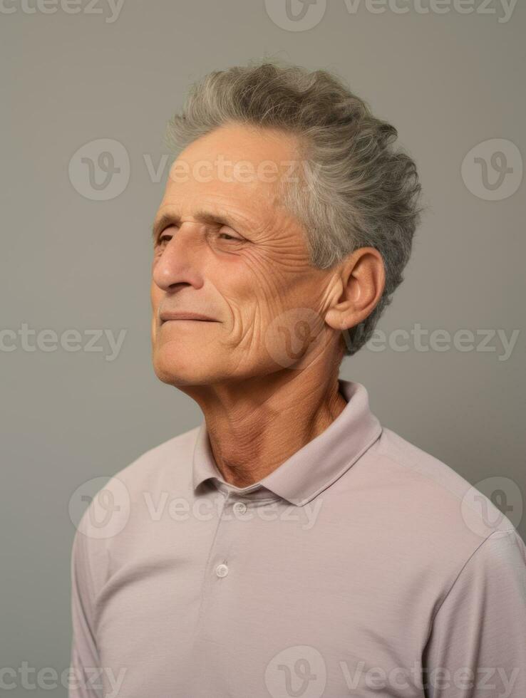 Man with pain on neutral background AI Generative photo
