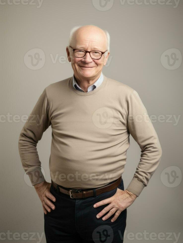 Man with stomachache on neutral background AI Generative photo