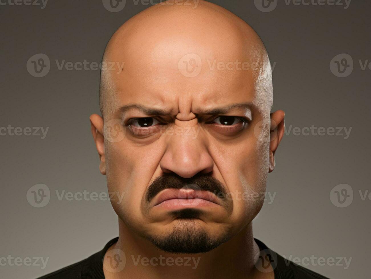 Mexican man with pain on neutral background AI Generative photo