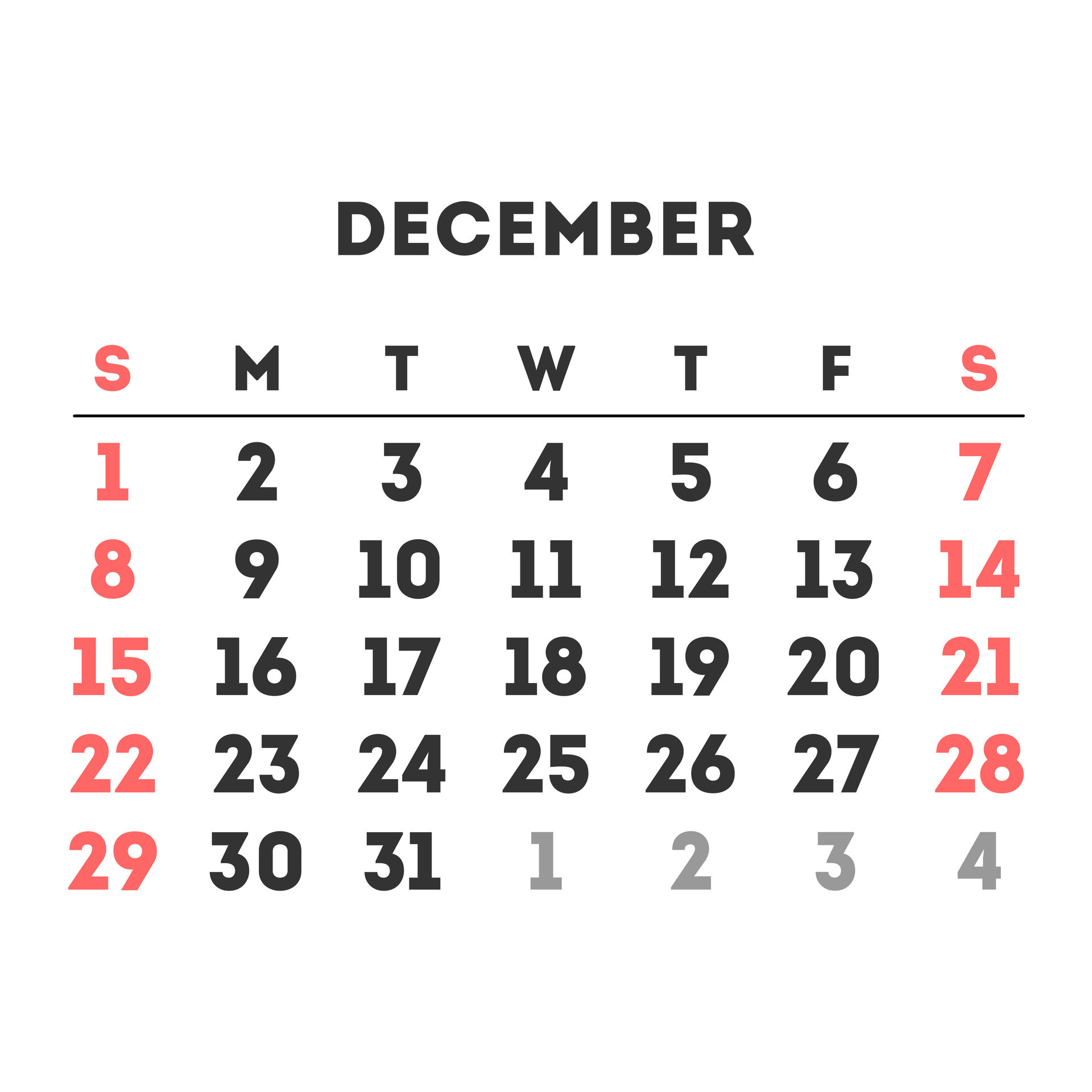 December 2024 month calendar. Vector illustration. 31751089 Vector Art