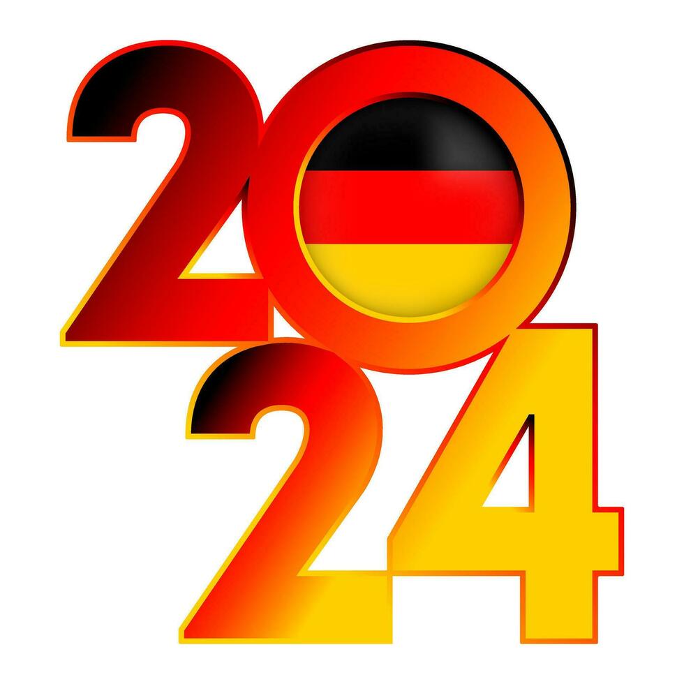 contento nuevo año 2024 bandera con Alemania bandera adentro. vector ilustración.