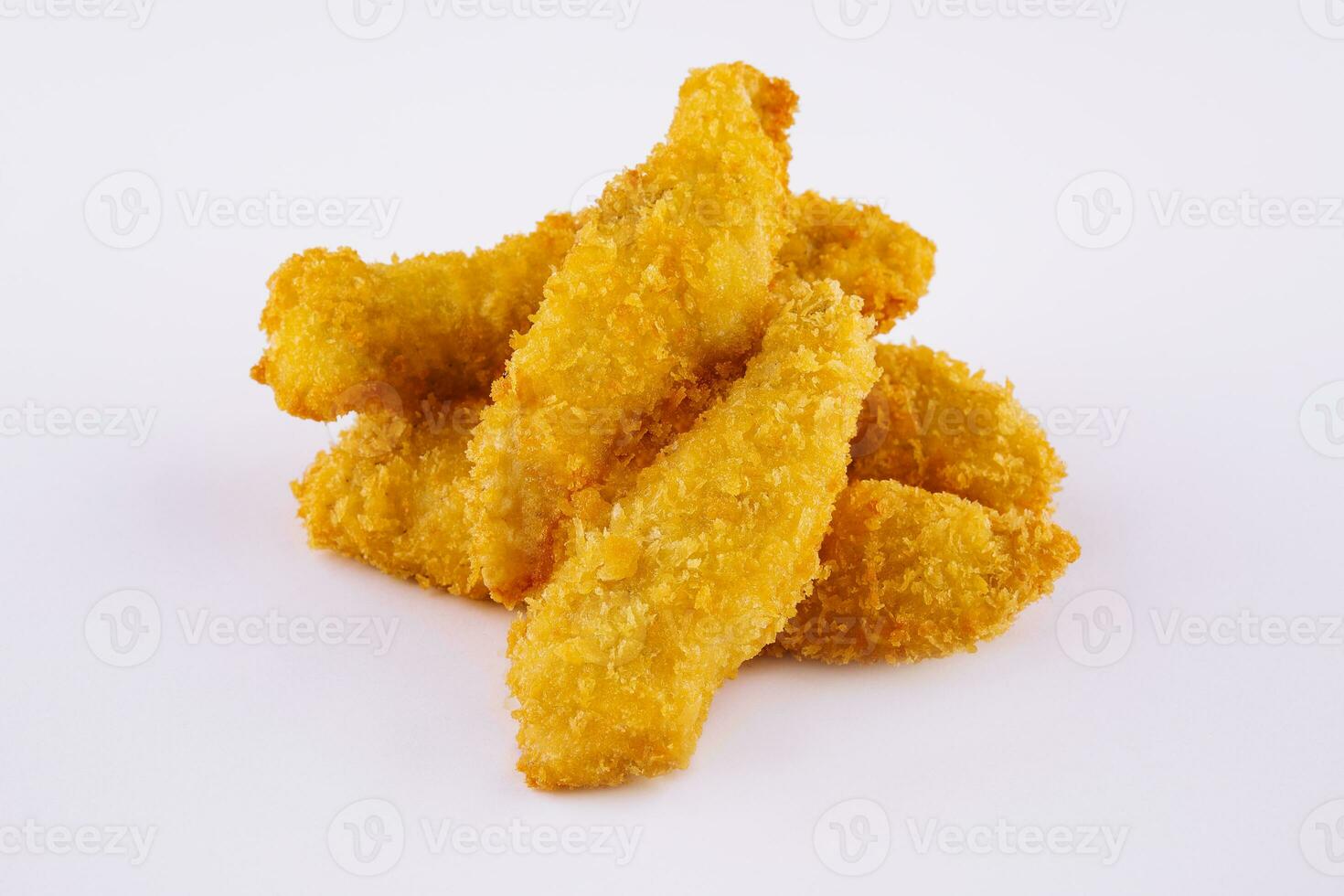 Fried chicken nuggets on white background photo