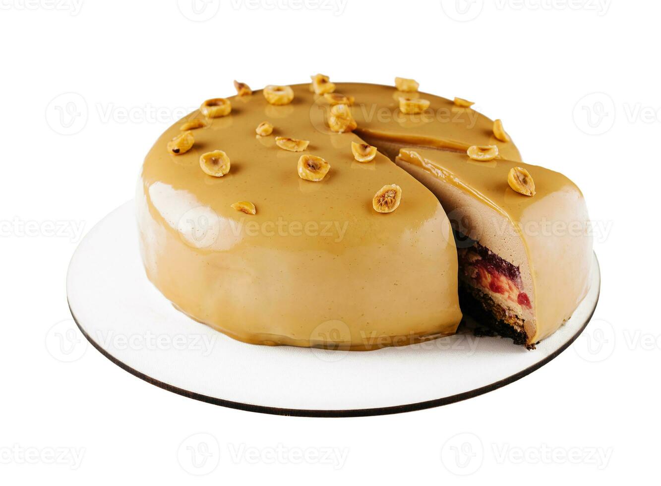 Sweet chocolate cake with hazelnut and moouse photo