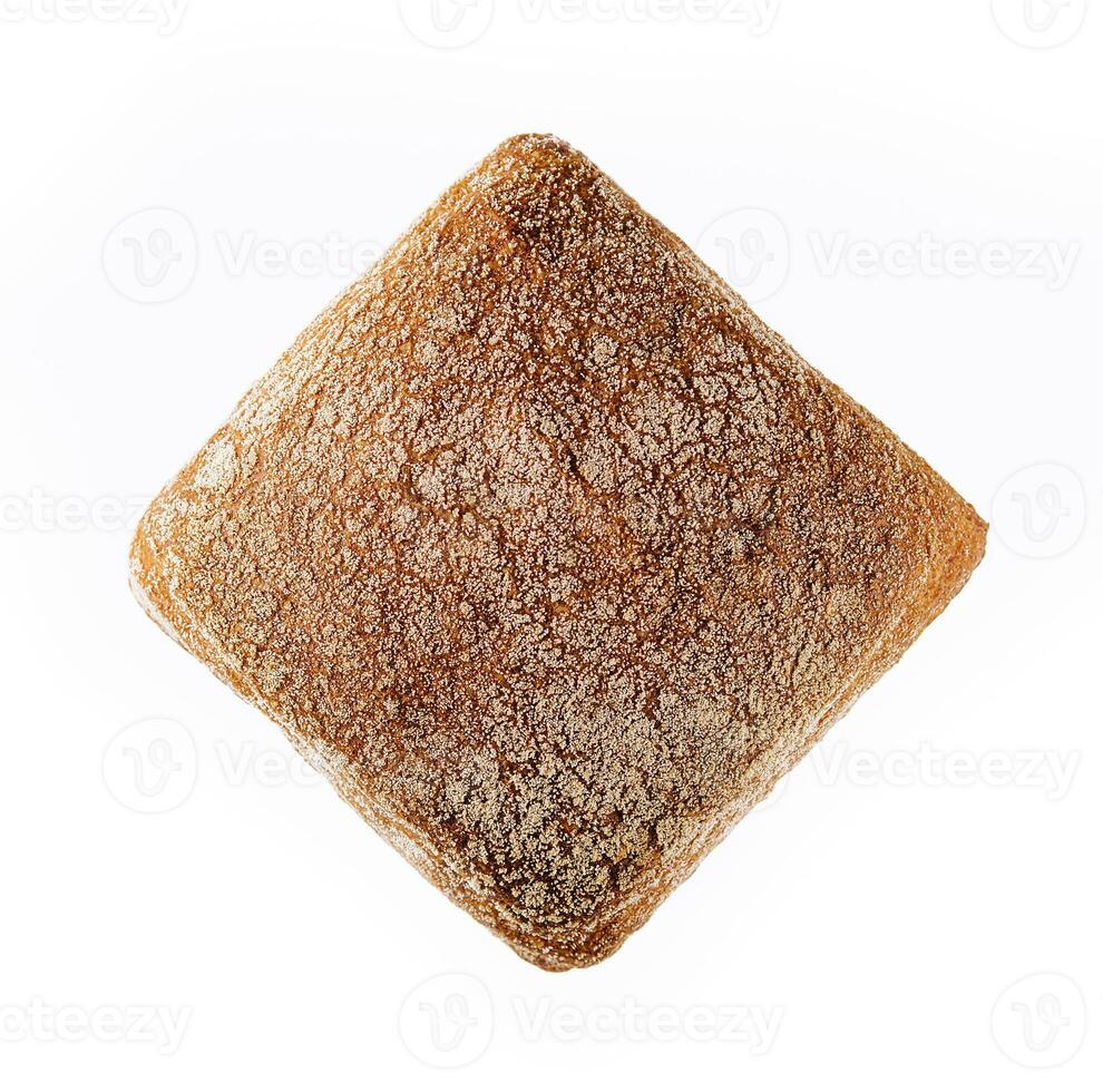 Black bread closeup on white with slice photo