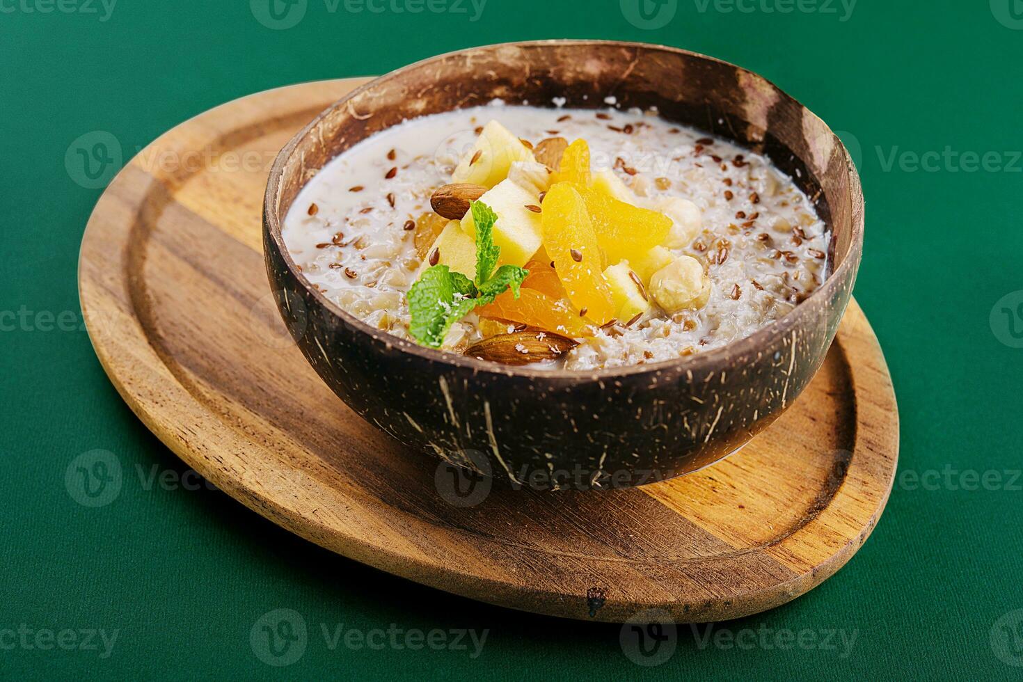 Granola with oatmeal and dried fruit photo