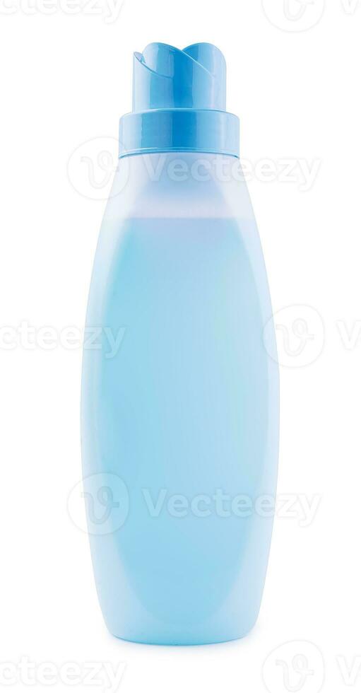 Blue shampoo bottle isolated on white photo