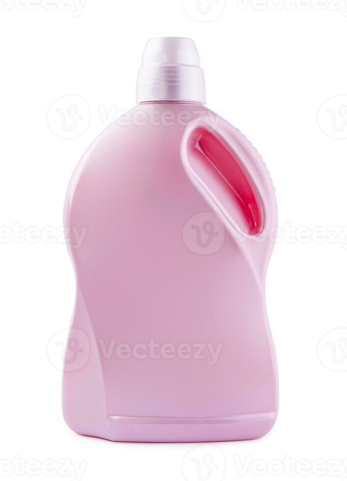 pink detergent bottle isolated on white photo