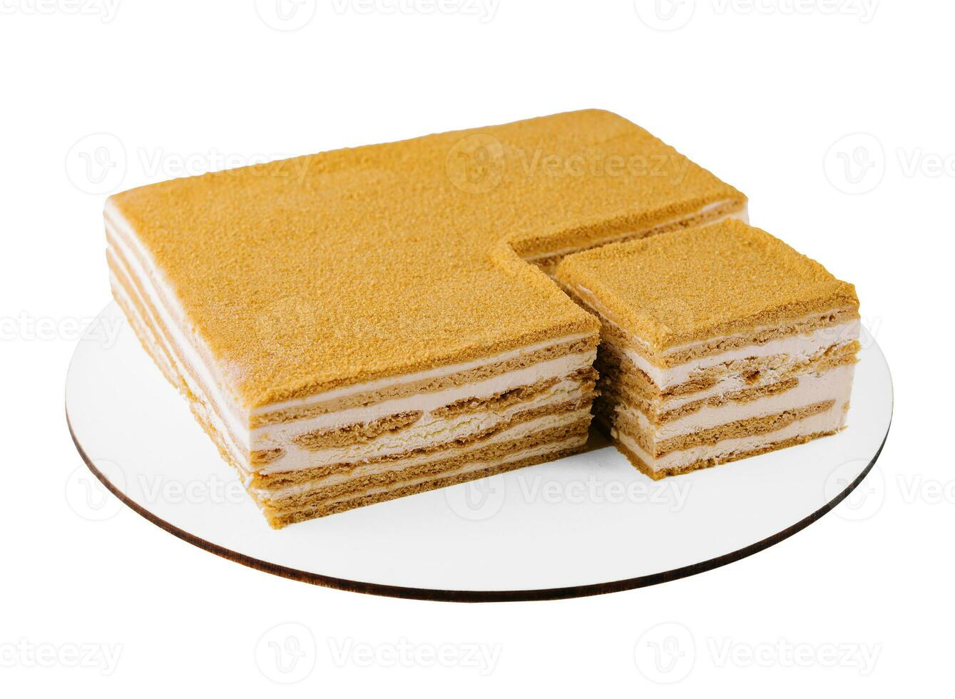 Napoleon Cake on a white plate top view photo