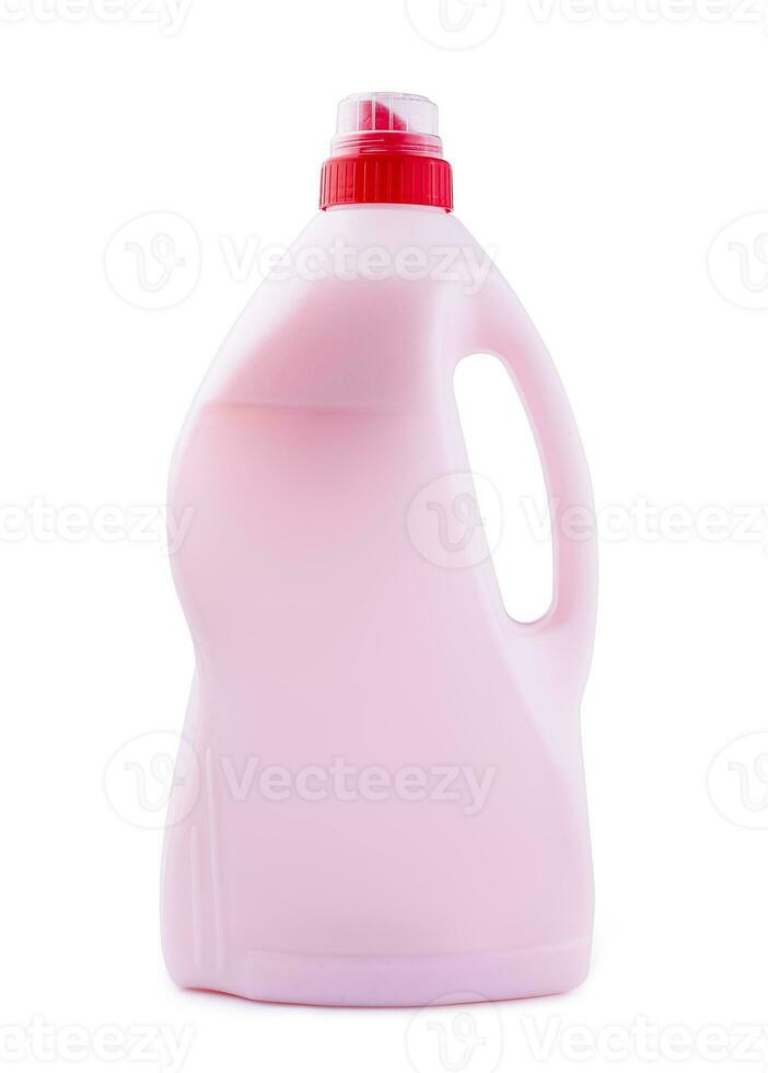 Plastic clean bottle with pink detergent photo