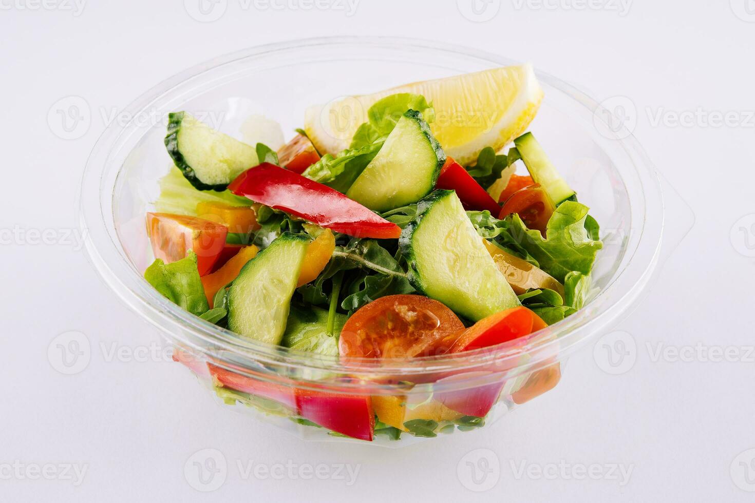 vegetarian salad of spring vegetables on plate photo