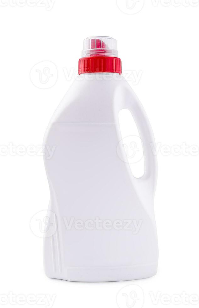 Plastic bottle with handle of cleaning product isolated photo