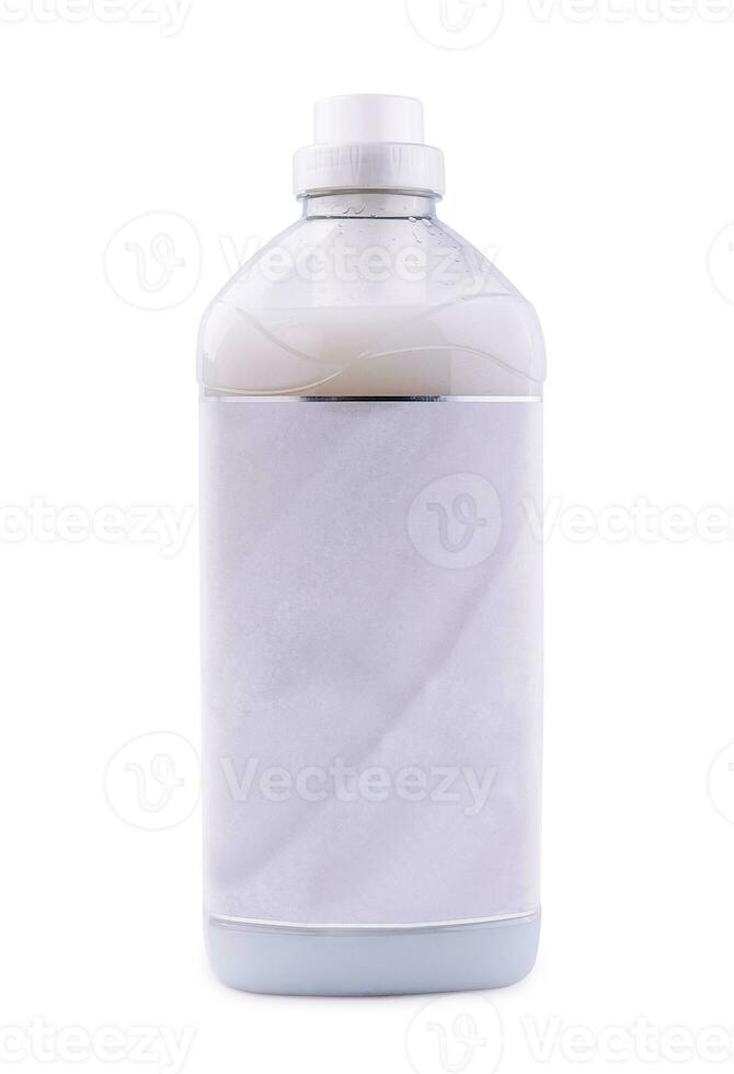 White plastic container for liquid detergent isolated photo