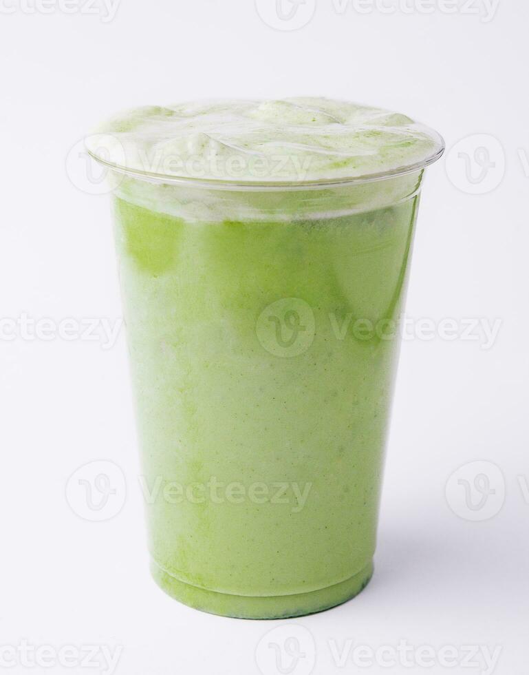 matcha coffee in a plastic cup photo