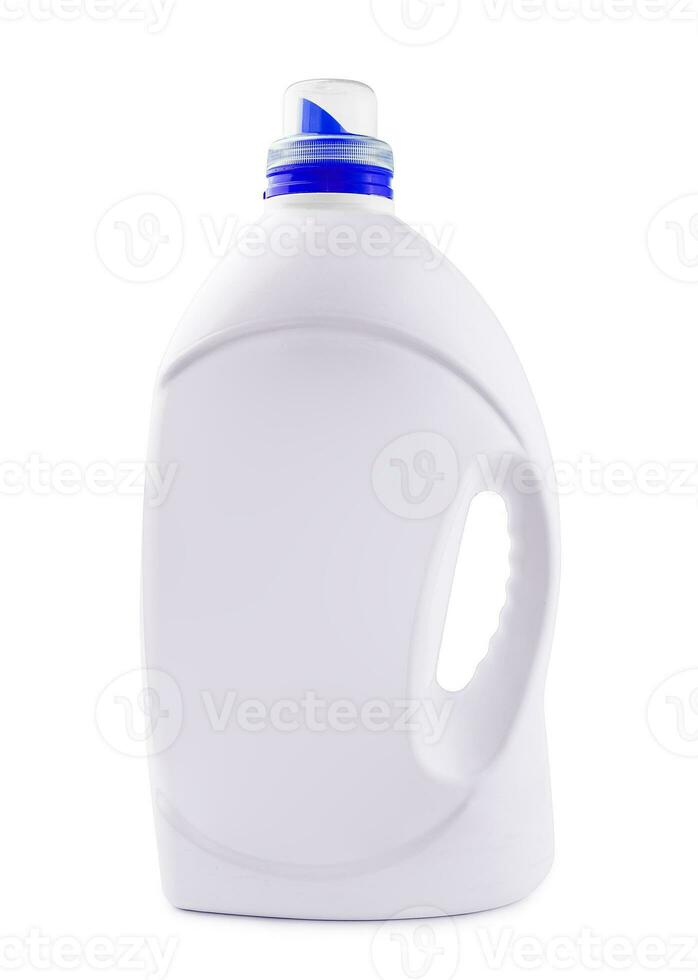 Blank white detergent bottle mock up, front view photo