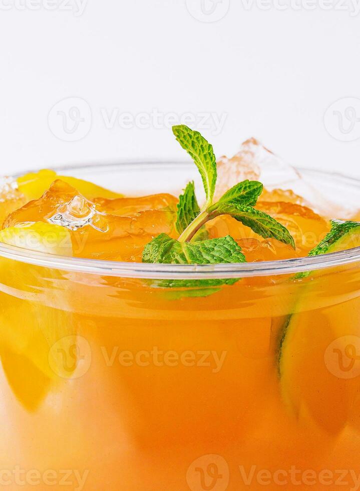 Chinese orange juice with ice and mint photo