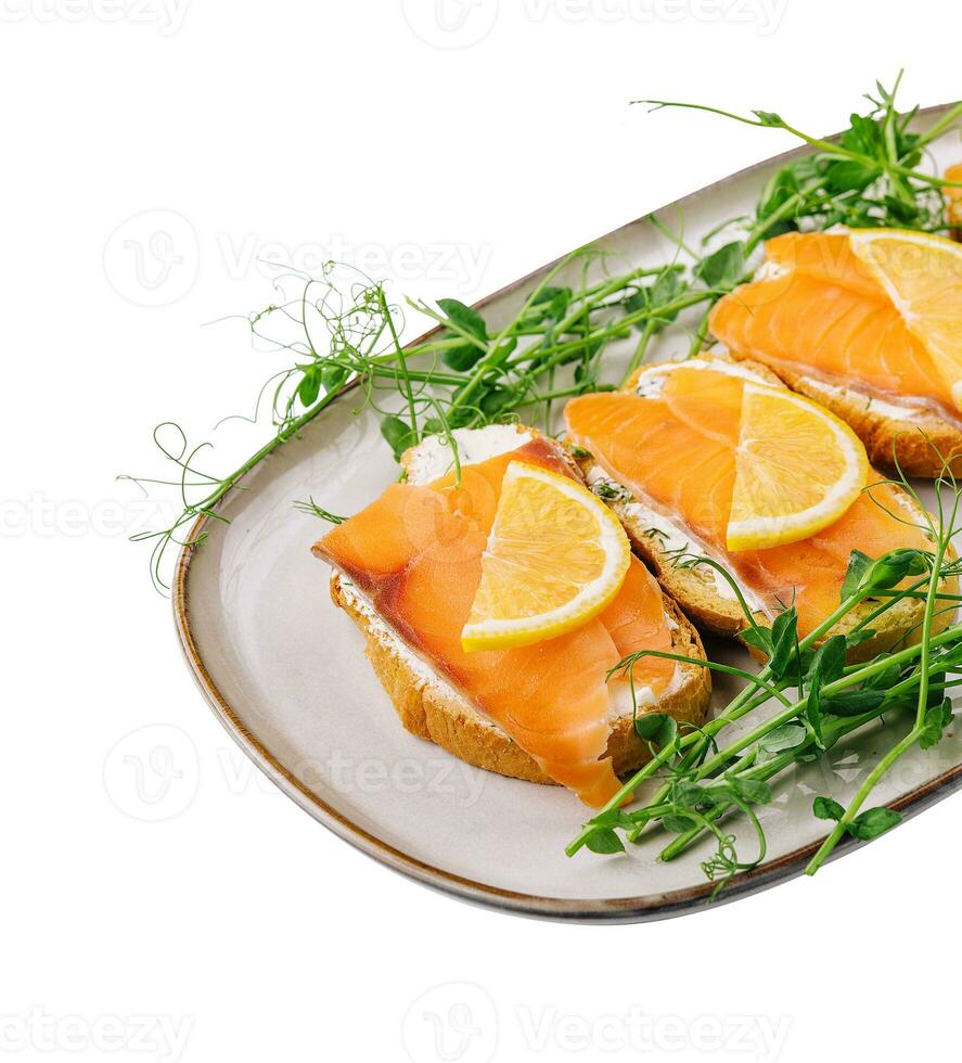 Bruschettas with salmon and cream cheese photo