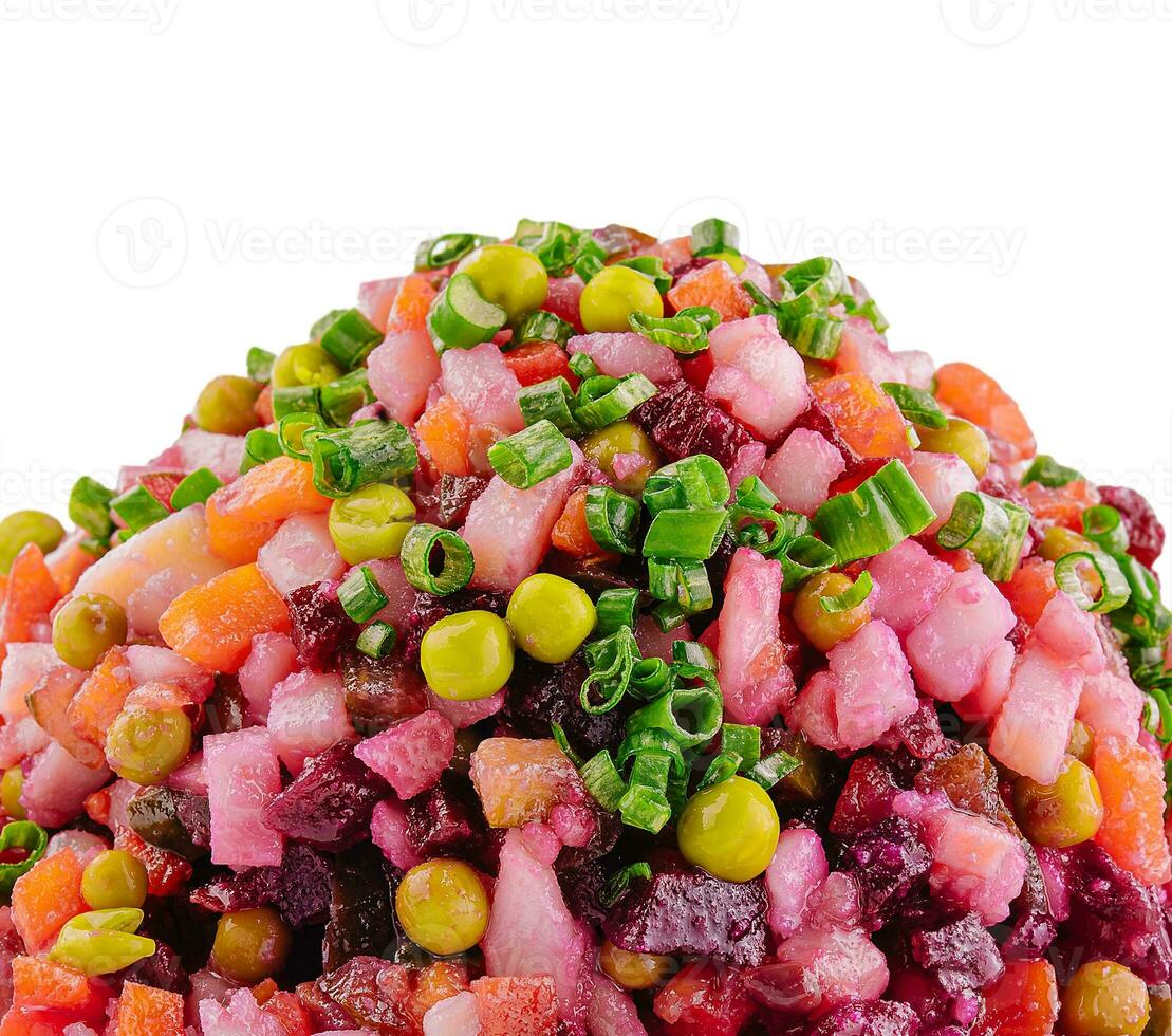 salad vinaigrette with boiled vegetables close up photo