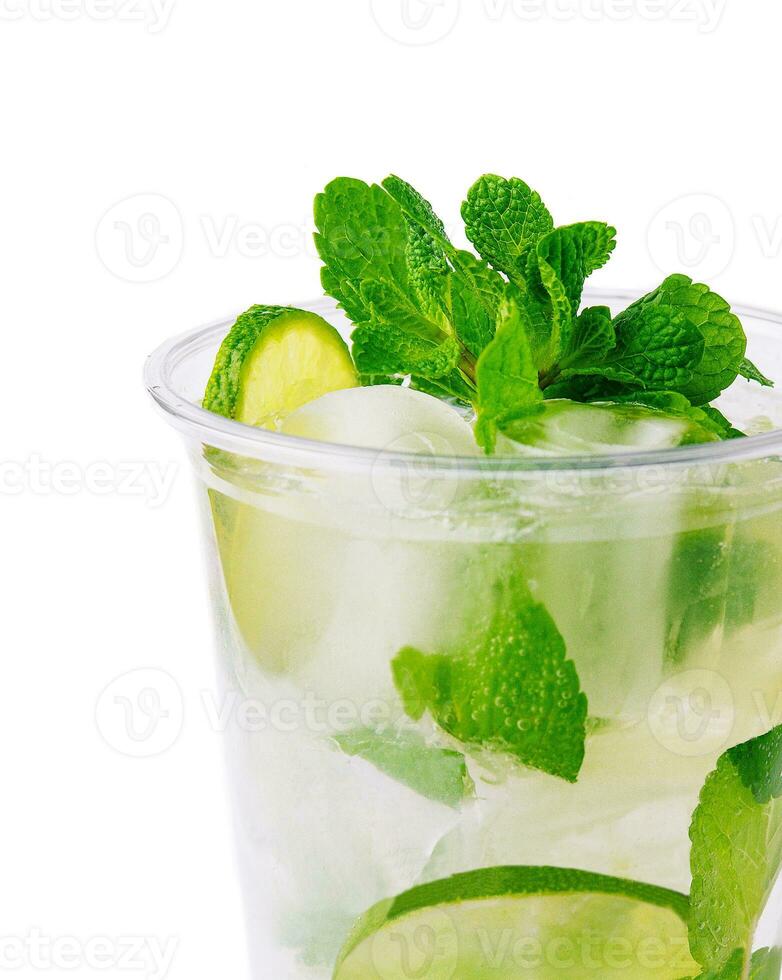 Fresh mojito drink on white background photo